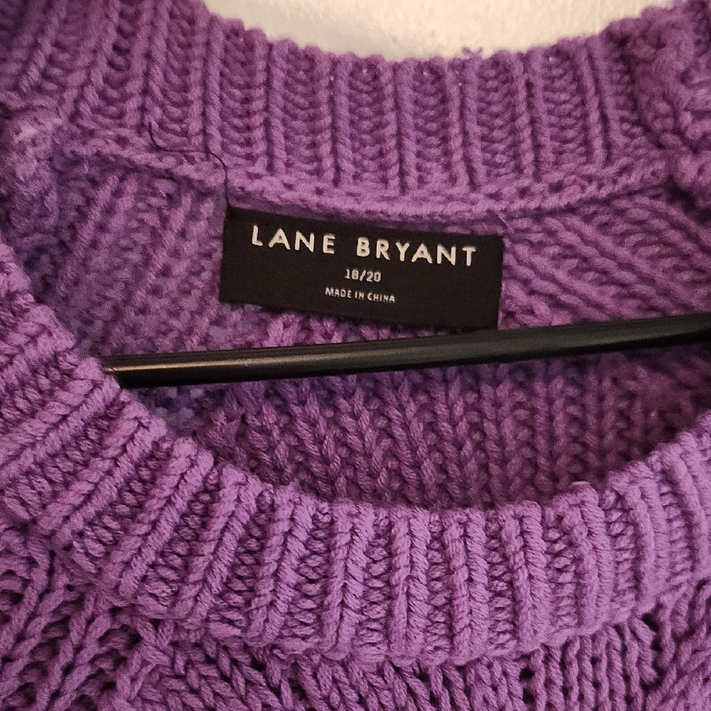 Lane Bryant Purple Cable Knit Crew Neck Sweater - Picture 2 of 3